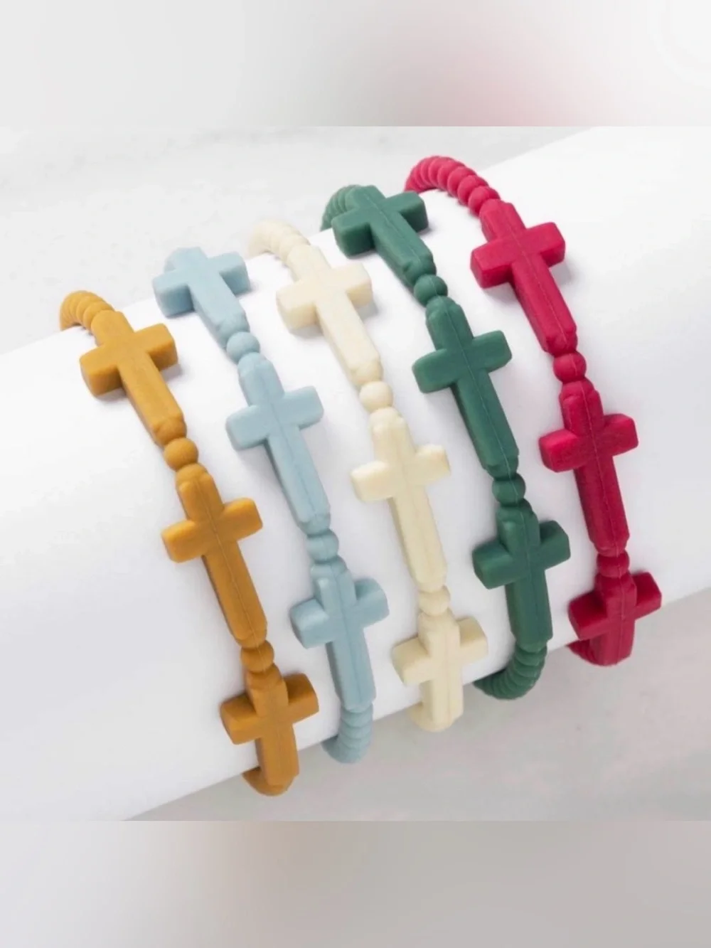 Plunder Design Colorful Silicone Stretch Cross Bracelet Set Harvest Colorway